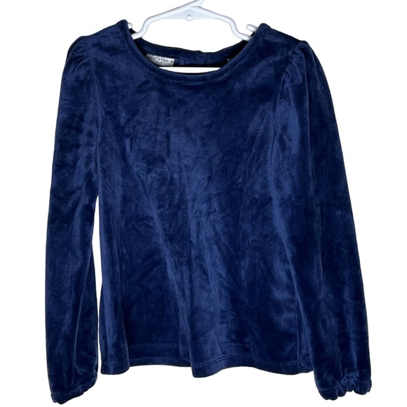 Max Studio Other - MAX STUDIO LONG SLEEVED VELOR TOP GIRLS MIDNIGHT BLUE SIZE 6